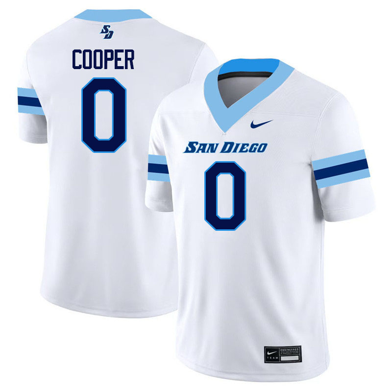 San Diego Toreros #0 Malachi Cooper College Football Jerseys,Uniforms-White